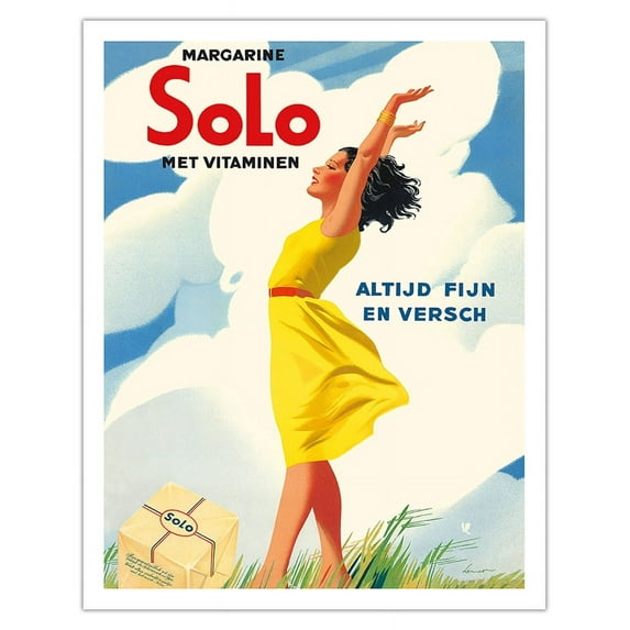 Solo Margarine - Met Vitaminen (With Vitamins) - Altijd Fijn en Versch (Always Nice and Fresh) - Vintage Advertising Poster c.1937 - Fine Art Matte Paper Print (Unframed) 11x14in