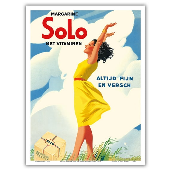 Solo Margarine - Met Vitaminen (With Vitamins) - Altijd Fijn en Versch (Always Nice and Fresh) - Vintage Advertising Poster c.1937 - Master Art Print (Unframed) 9in x 12in
