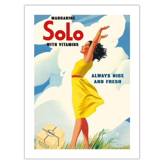Solo Margarine - With Vitamins - Always Nice and Fresh - Vintage Advertising Poster c.1937 - Bamboo Fine Art 290gsm Paper Print (Unframed) 24x32in