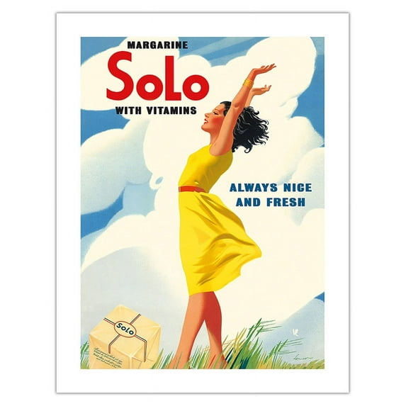 Solo Margarine - With Vitamins - Always Nice and Fresh - Vintage Advertising Poster c.1937 - Bamboo Fine Art 290gsm Paper (Unframed) 17x22in