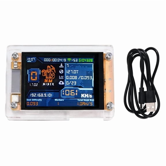 Solo Mining Rig with 2.4 Inch Smart Display, 1060KH/S, Acrylic Case, Includes 1 Data Cable