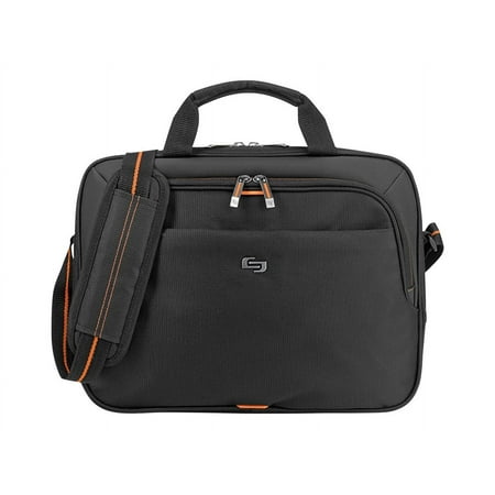 Solo New York - Ace Slim Briefcase for 13.3" Laptop - Black With Orange Accents