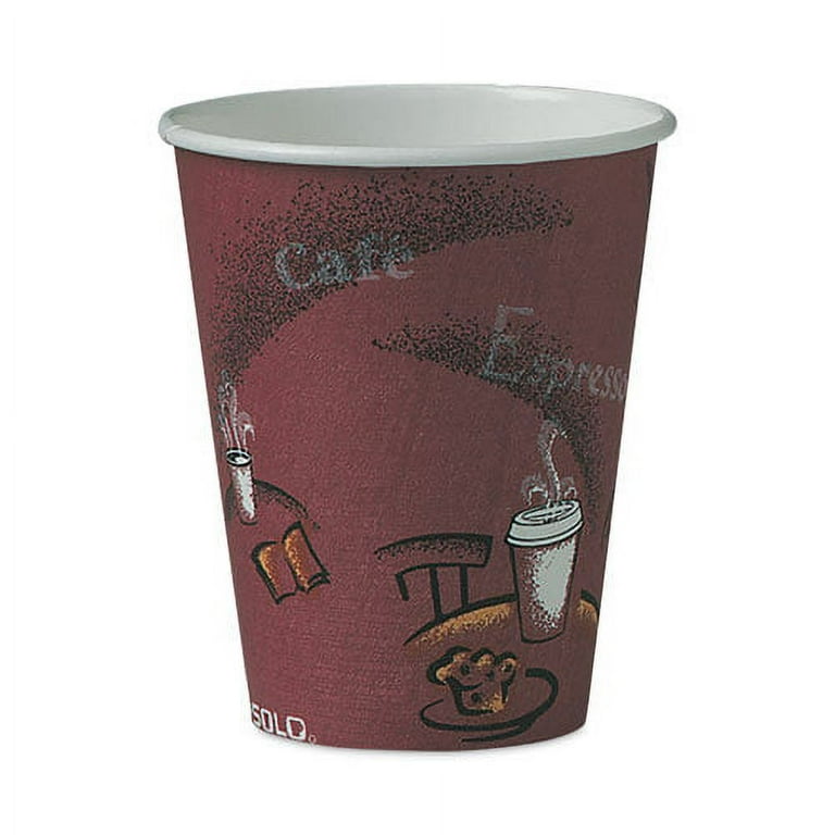 Paper Hot Drink Cups in Bistro Design, 8 oz, Maroon, 50/Pack Paper Hot Drink Cups in Bistro Design, 8 oz, Maroon, 50/Pack