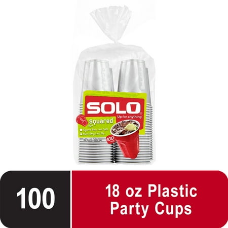 Solo Plastic Disposable Cups, Silver, 18oz, 100 Count