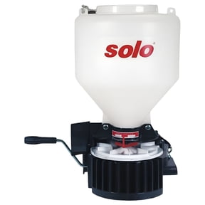 Solo Portable 20 lb Capacity Crank Operated Lawn & Garden Spreader with Adjustable Shoulder Strap
