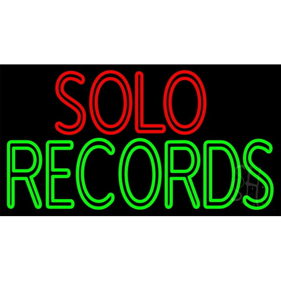 Solo Records LED Neon Sign 20" Tall x 37" Wide - inches Black Square Cut Acrylic Backing, with Dimmer - Premium built indoor Sign for Studio, Club, Home dcor, Event, Workshop, Storefront.