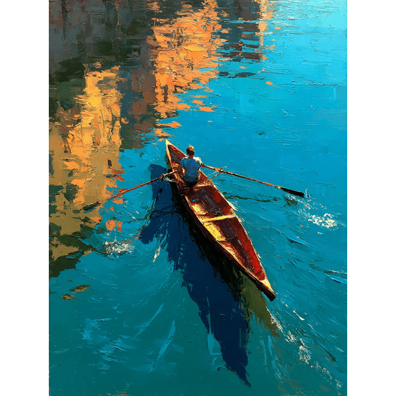 Solo Rower Canvas Print, Rowing Sport Art, Wall Decor & Gift for Rower Rowing Club Coach