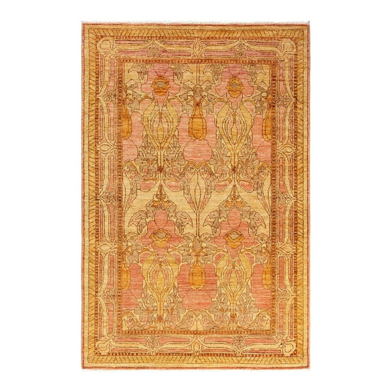 Solo Rugs Overdyed, One-of-a-Kind Hand-Knotted Area Rug - Pink, 4' 0" x 6' 0"