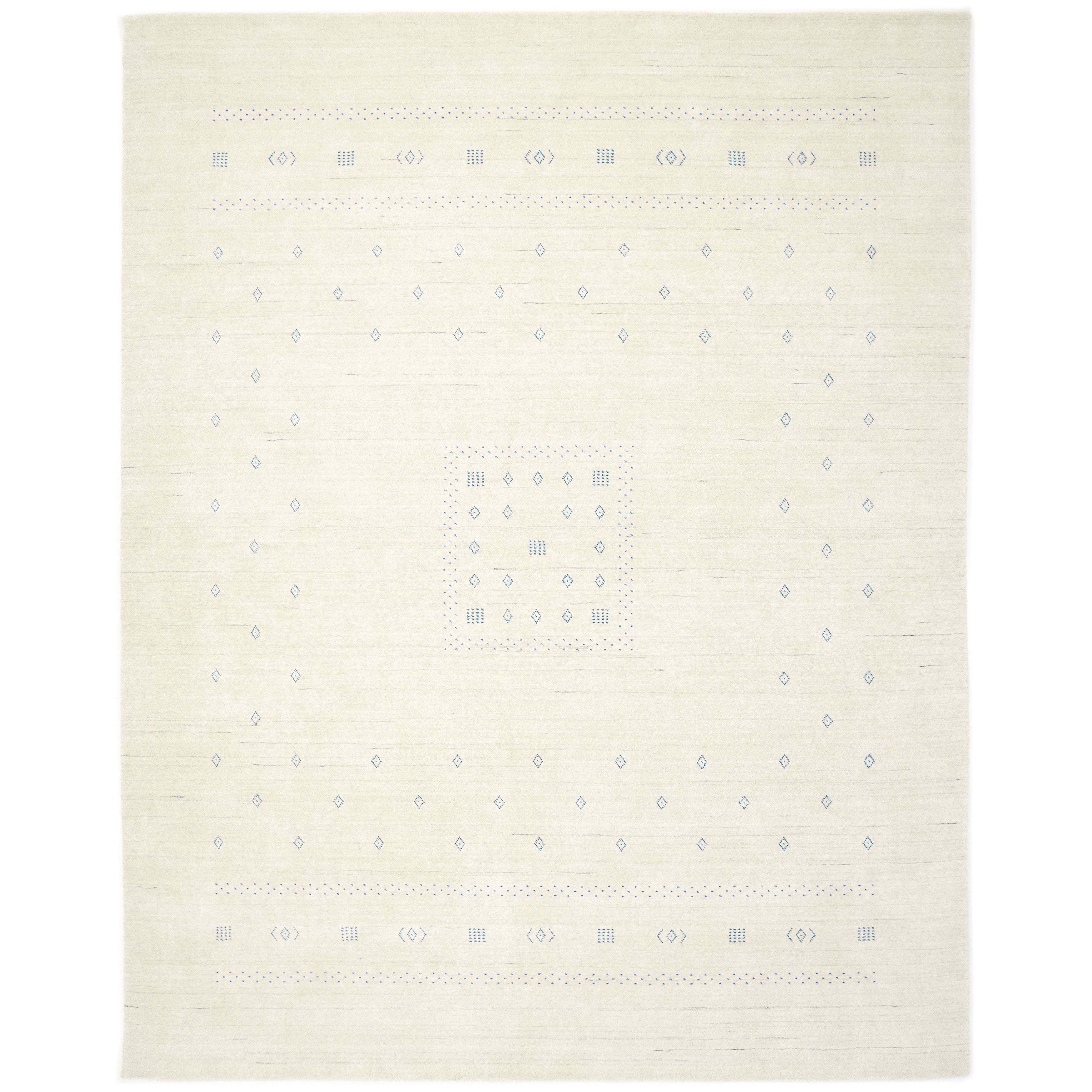 Ivory Hand-Knotted Wool Geometric Area Rug 6' x 9'