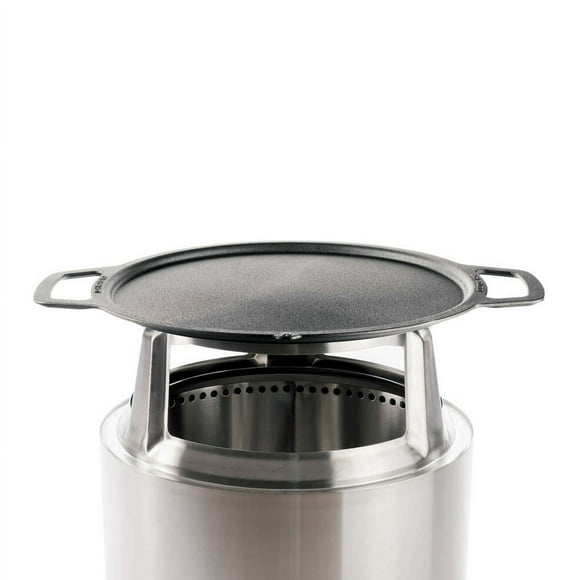 Solo Stove Bonfire Griddle + Hub, Cast Iron Cookware with Stainless steel Hub for 8 Elevation, Addition to Bonfire fire pit, Weight: 19.5lbs , Cooking surface diameter 17.75"