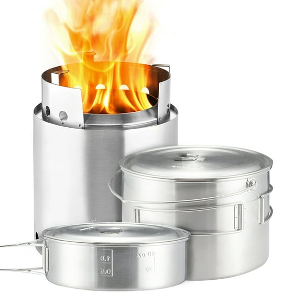 Solo Stove Campfire & 2 Pot Set Combo Compact Wood Burning Rocket Camping