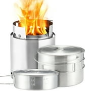 Solo Stove Campfire & 2 Pot Set Combo Compact Wood Burning Rocket Camping