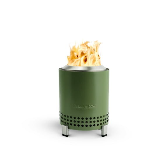 Solo Stove Mesa Tabletop Fire Pit with Stand | Low Smoke Outdoor Mini Fire for Urban & Suburbs | Fueled by Pellets or Wood, Safe Burning, Stainless Steel, With Travel Bag, 6.9 x 5.1 in, 1.4lbs, Green