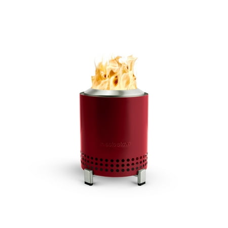 Solo Stove Mesa Tabletop Fire Pit with Stand | Low Smoke Outdoor Mini Fire for Urban & Suburbs | Fueled by Pellets or Wood, Safe Burning, Stainless Steel, With Travel Bag, 6.9 x 5.1 in, 1.4lbs, Red