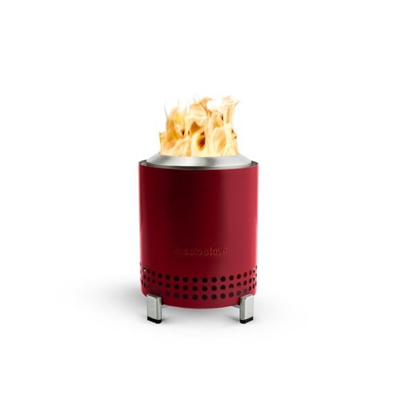 Solo Stove Mesa Tabletop Fire Pit with Stand | Low Smoke Outdoor Mini Fire for Urban & Suburbs | Fueled by Pellets or Wood, Safe Burning, Stainless Steel, With Travel Bag, 6.9 x 5.1 in, 1.4lbs, Red