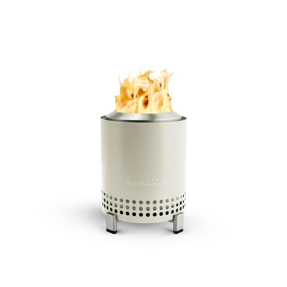 Solo Stove Mesa Tabletop Fire Pit with Stand | Low Smoke Outdoor Mini Fire for Urban & Suburbs | Fueled by Pellets or Wood, Safe Burning, Stainless Steel, With Travel Bag, 6.9 x 5.1 in, 1.4lbs, Beige