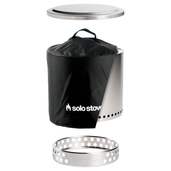 Solo Stove Ranger Fire Pit Bundle | Portable & Smokeless | Includes Stand, Lid & Shelter | Ideal for 2–4 People | Stainless Steel, 15"x15", 22lbs