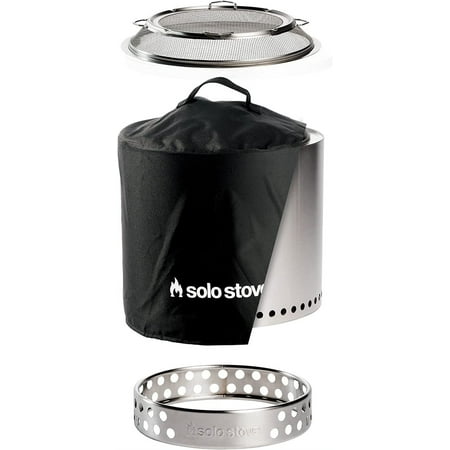 Solo Stove Ranger Big Yard Bundle 2.0 | Incl. Ranger Smokeless Fire Pit with Stand, Shield and Shelter, Portable for Wood Burning, Removable Ash Pan, Stainless Steel, H: 15.25in x Dia: 15in, 21.5lbs