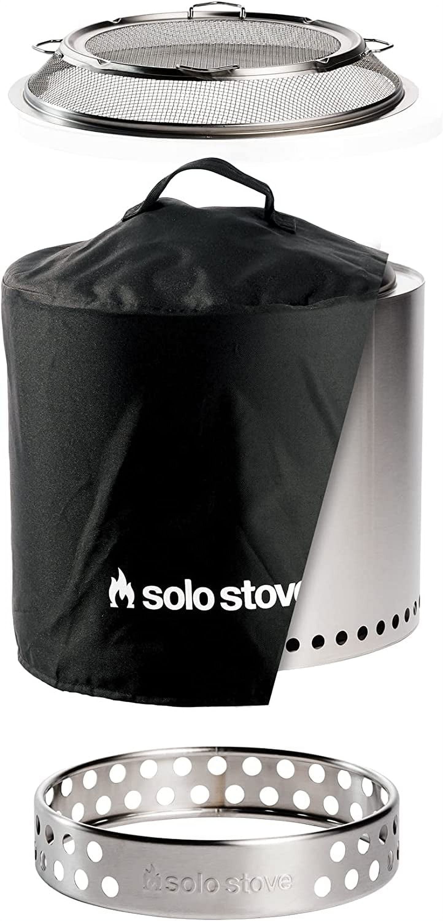 Solo Stove Ranger Big Yard Bundle 2.0 | Incl. Ranger Smokeless Fire Pit  with Stand, Shield and Shelter, Portable for Wood Burning, Removable Ash Pan,  Stainless Steel, H: 15.25in x Dia: 15in,