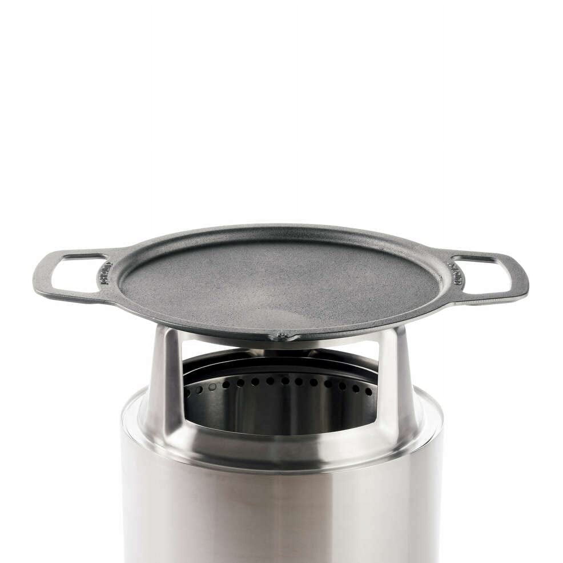 Solo Stove Ranger Griddle + Hub, Cast Iron Cookware with Stainless steel Hub for 6.5” Elevation, Addition to Ranger fire pit, Weight: 14.5lbs , Cooking surface diameter 14.25"