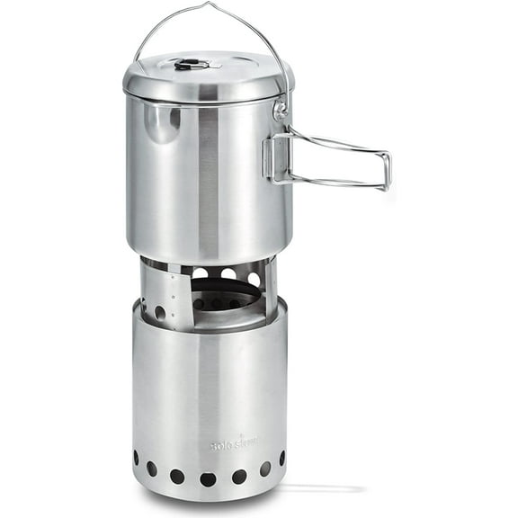 Solo Stove Titan & Pot 1800 Set: Portable, Wood Burning Campstove + 1,8 L Pot | Incl. Nylon Sack, For 2-4 People, 304 Stainless Steel