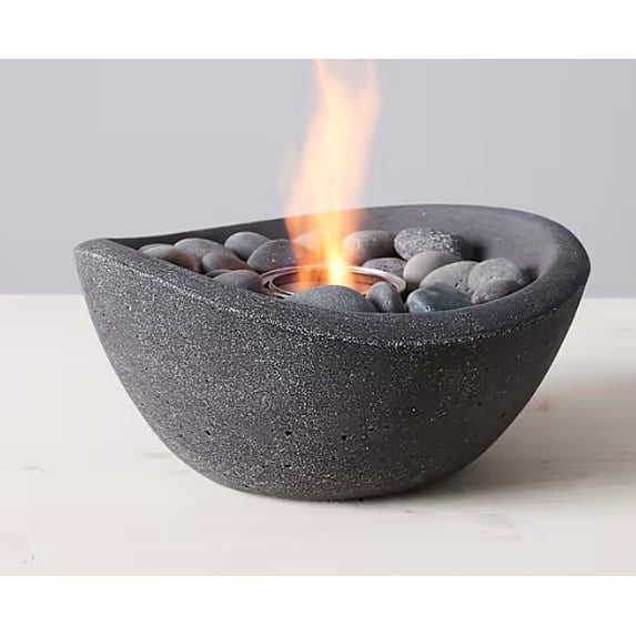 Solo Stove Wave Tabletop Concrete Fire Bowl, Graphite, 10.6 Inch, for Indoor and Outdoor Spaces
