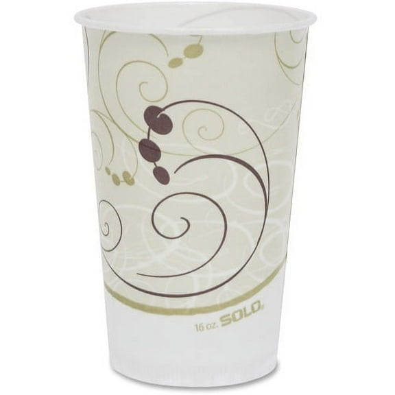 Solo Symphony Cold Paper Cups - 50 / Pack - 16 fl oz - 20 / Carton - White, Brown, Green - Paper - Cold Drink, Milk Shake, Smoothie | Bundle of 10 Cartons
