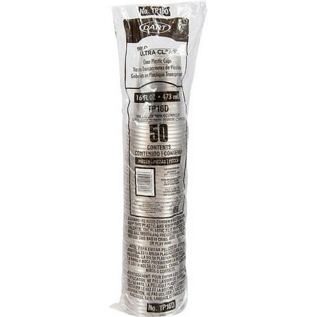 Solo Ultra Clear Practical-fill Cold Cups - 16 fl oz - 50 / Pack - Clear - Polyethylene Terephthalate (PET), Plastic - Cold Drink, Smoothie, Iced Coffee, Frozen Drinks, Beer | Bundle of 5 Packs