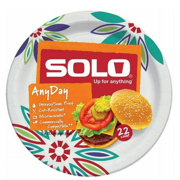 Solo Up for Anything Any Day Plates, 10 In. 22 Ct Designs Vary (Pack of 8)