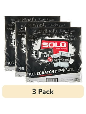 (3 pack) Solo 'Write on' Disposable Plastic Cups, Printed, 18oz, 22 Count