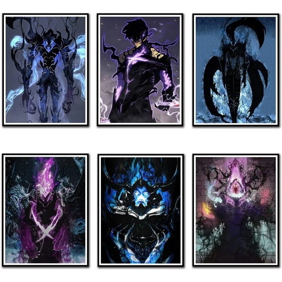 Solo leveling poster,Japan Anime Poster set,The painting on the wall of the anime posters room,anime decor wallpaperAnime,8x10inchx6pcs Unframed