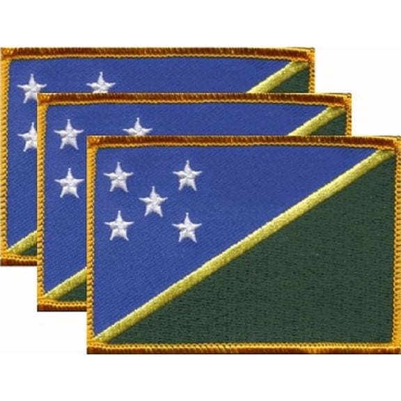 Solomon Island Flag Patch, Embroidered Iron On or Sew On, Measures 3.50" x 2.25"