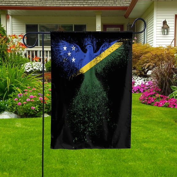 Solomon Islander Flag With Eagle Painting - Proud Solomon Islands Garden Flag (11.5x17.5) Double-Sided Decorative Polyester Indoor/Outdoor Flag