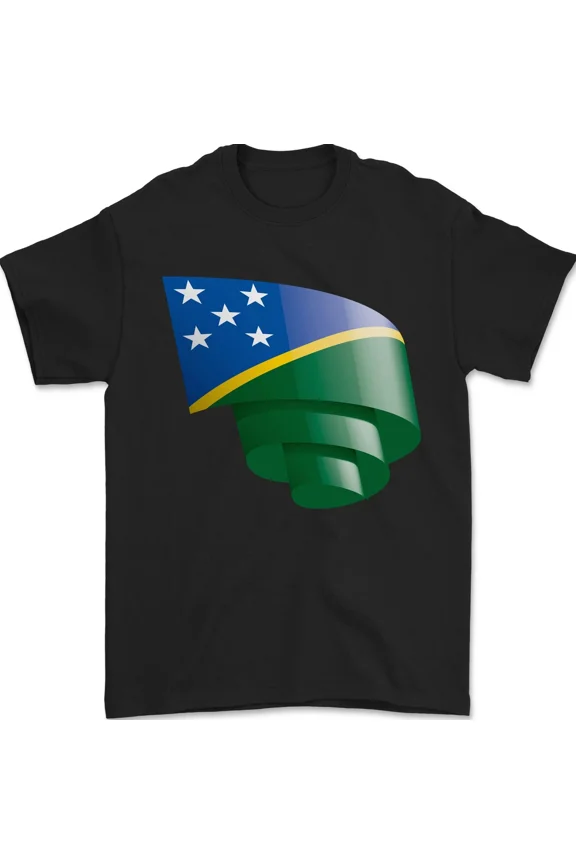 Solomon Islands Decorative Banner Curled Soccer Pride Graphic Top Unisex T-Shirt, up to size 5XL