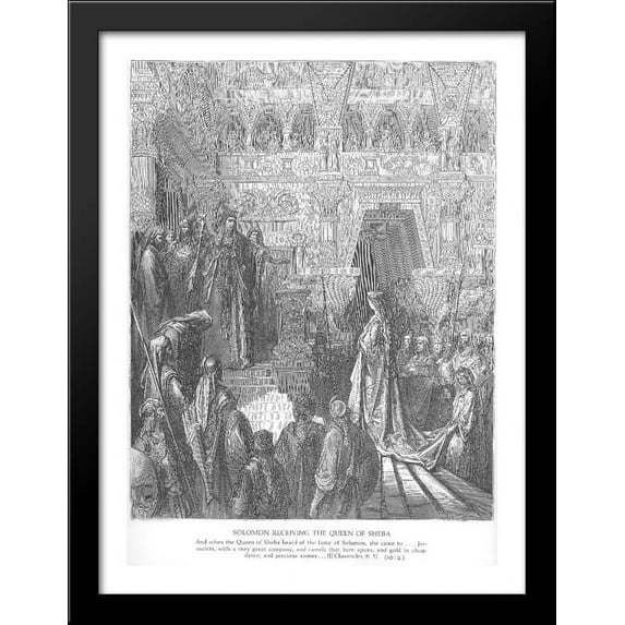 Solomon Receives the Queen of Sheba 28x36 Large Black Wood Framed Print Art by Gustave Dore