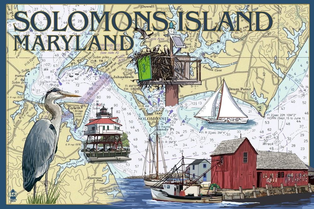 Solomons Island, Maryland, Nautical Chart (16x24 Giclee Gallery Art