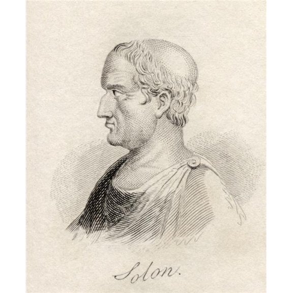 Solon 638 - 558 Bc Athenian Statesman Lawmaker & Lyric Poet From The Book Crabbs Historical Dictionary Published 1825 Poster Print - 13 x 16