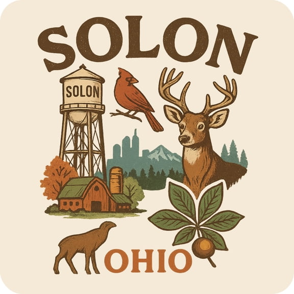 Solon Ohio Keepsakes Souvenir Vinyl Sticker – Destination Travel Keepsake Collectible (4-Inches Wide)