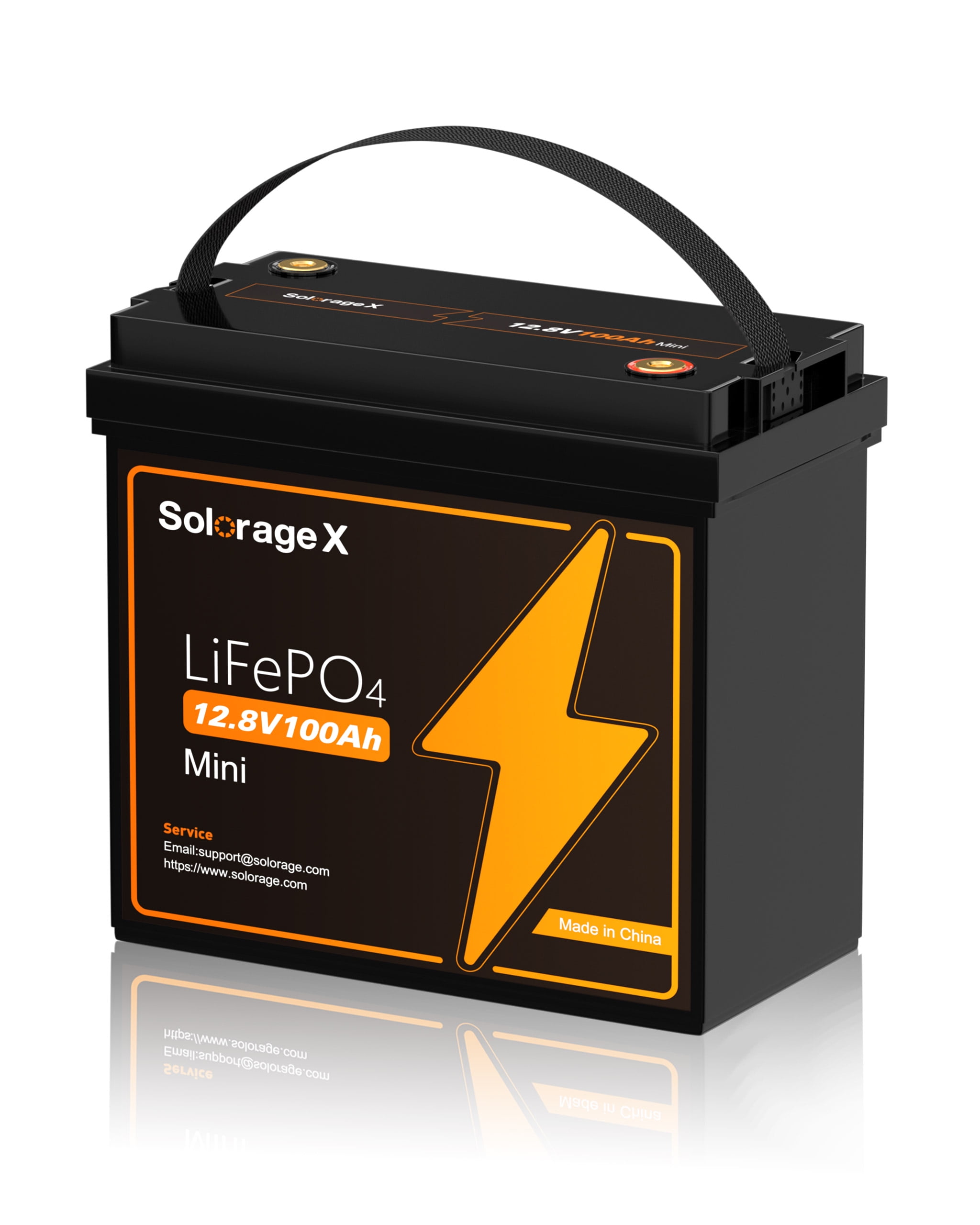 Solorage X 12V 100Ah Mini LiFePO4 Lithium Battery, Built-in 100A BMS and Low Temp Cut Off, Max 1200W Power with 5000+ Cycles and 10-Year Lifetime, Perfect for RV, Solar, Trolling Motor