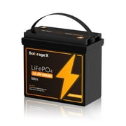Solorage X 12V 100Ah Mini LiFePO4 Lithium Battery, Built-in 100A BMS and Low Temp Cut Off, Max 1200W Power with 5000+ Cycles and 10-Year Lifetime, Perfect for RV, Solar, Trolling Motor