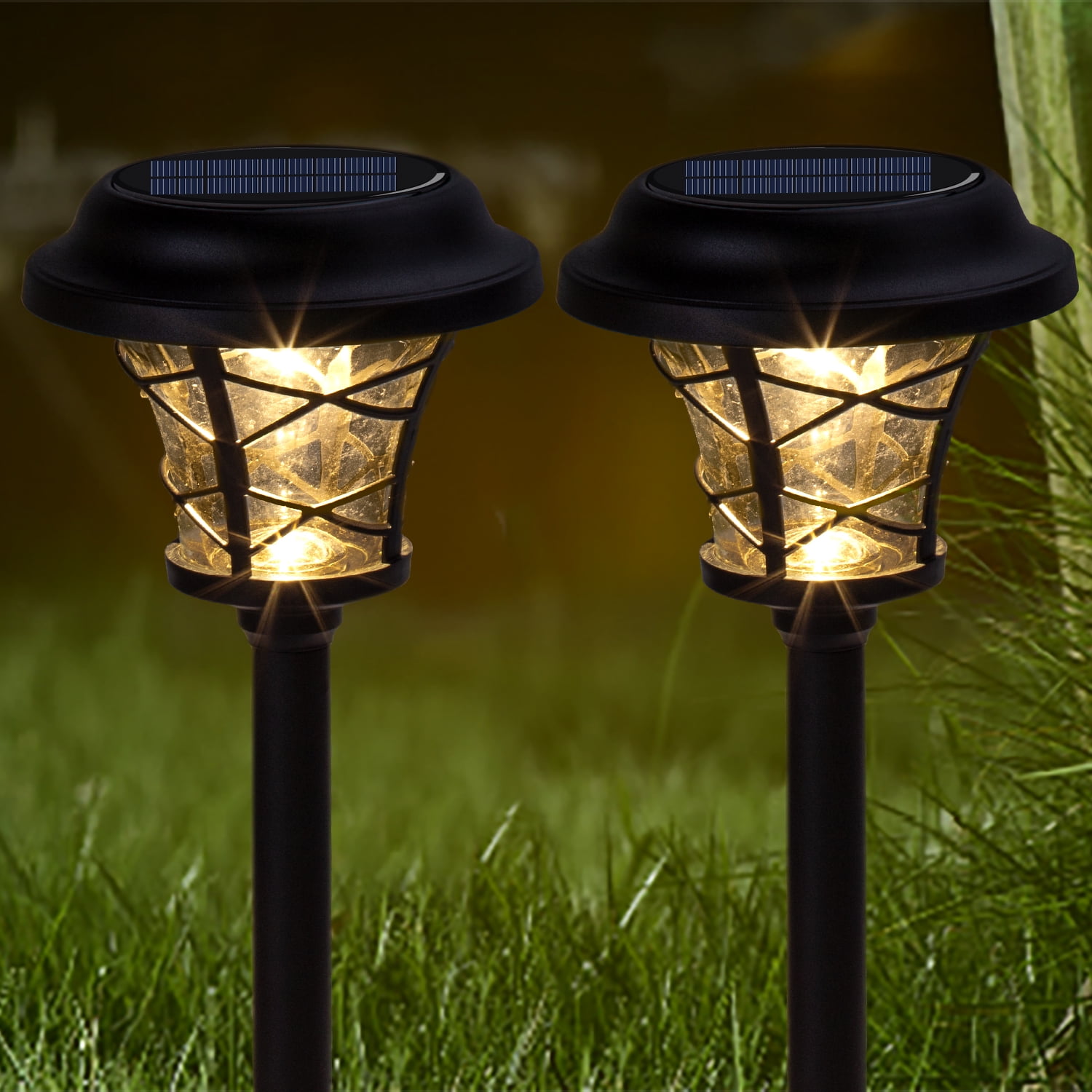 Solpex 6 Pack Solar Path Lights Outdoor,High Lumen Automatic Led for Patio, Yard Lawn and Garden(Stainless Finished, Warm White)