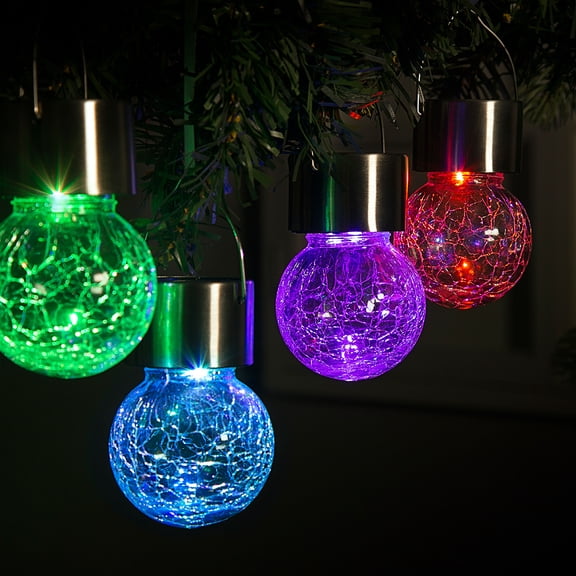 Solpex 8 Pack Hanging Solar Lights,Multi-Color Changing Cracked Glass Hanging Ball Lights Waterproof Outdoor Solar Lanterns for Garden, Yard, Patio, Lawn