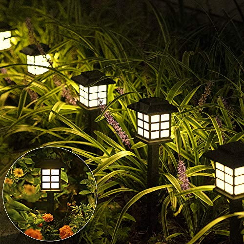 Solpex Solar Garden Lights,12 Pack Solar Path Lights, Solar Walkway Lights Outdoor, Solar Pathway Lights Outdoor Waterproof for Garden, Patio, Yard, Landscape, Pathway and Driveway(Warm Wh