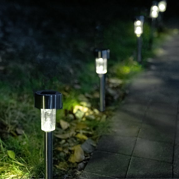 Solpex Solar Pathway Lights 12 Pack, Stainless Steel IP44 Waterproof Auto On/Off Outdoor LED Solar Landscape Lights for Garden, Yard, Patio, Path and Walkway. (Warm White)