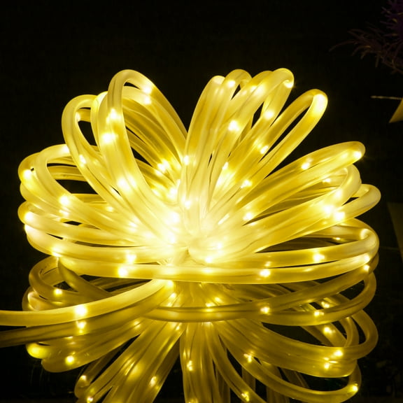 Solpex Solar String Lights Outdoor Rope Lights, 2 Pack Solar Powered Outdoor Waterproof Tube Light with 100 LED, 35.7 feet 8 Modes Copper Wire Fairy Lights for Garden Fence Patio Yard (Warm White)