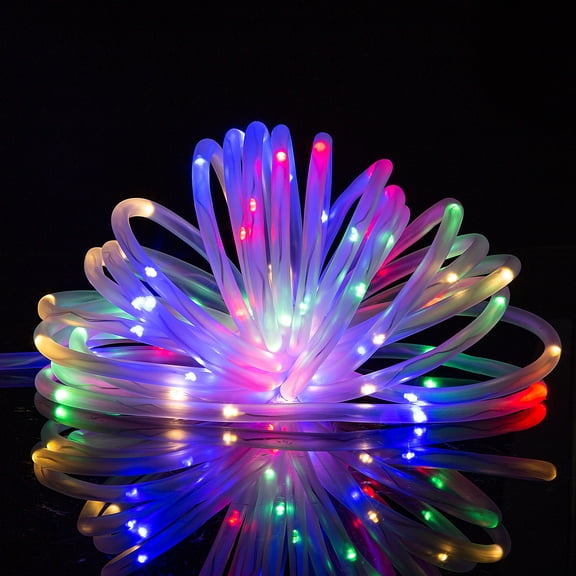 Solpex Solar String Lights Outdoor Rope Lights, 2 Pack Solar Powered Outdoor Waterproof Tube Light with 100 LED, 35.7 feet 8 Modes Copper Wire Fairy Lights for Garden Fence Patio Yard (Multicolor)
