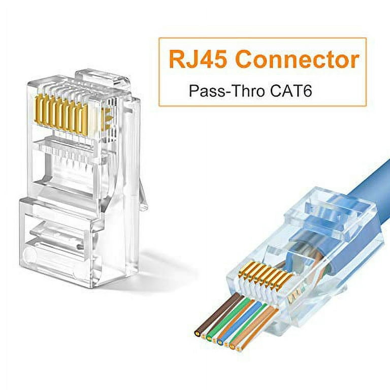 Pass-Thru RJ45 CAT6 Modular Data Plugs, Pass Through Connectors
