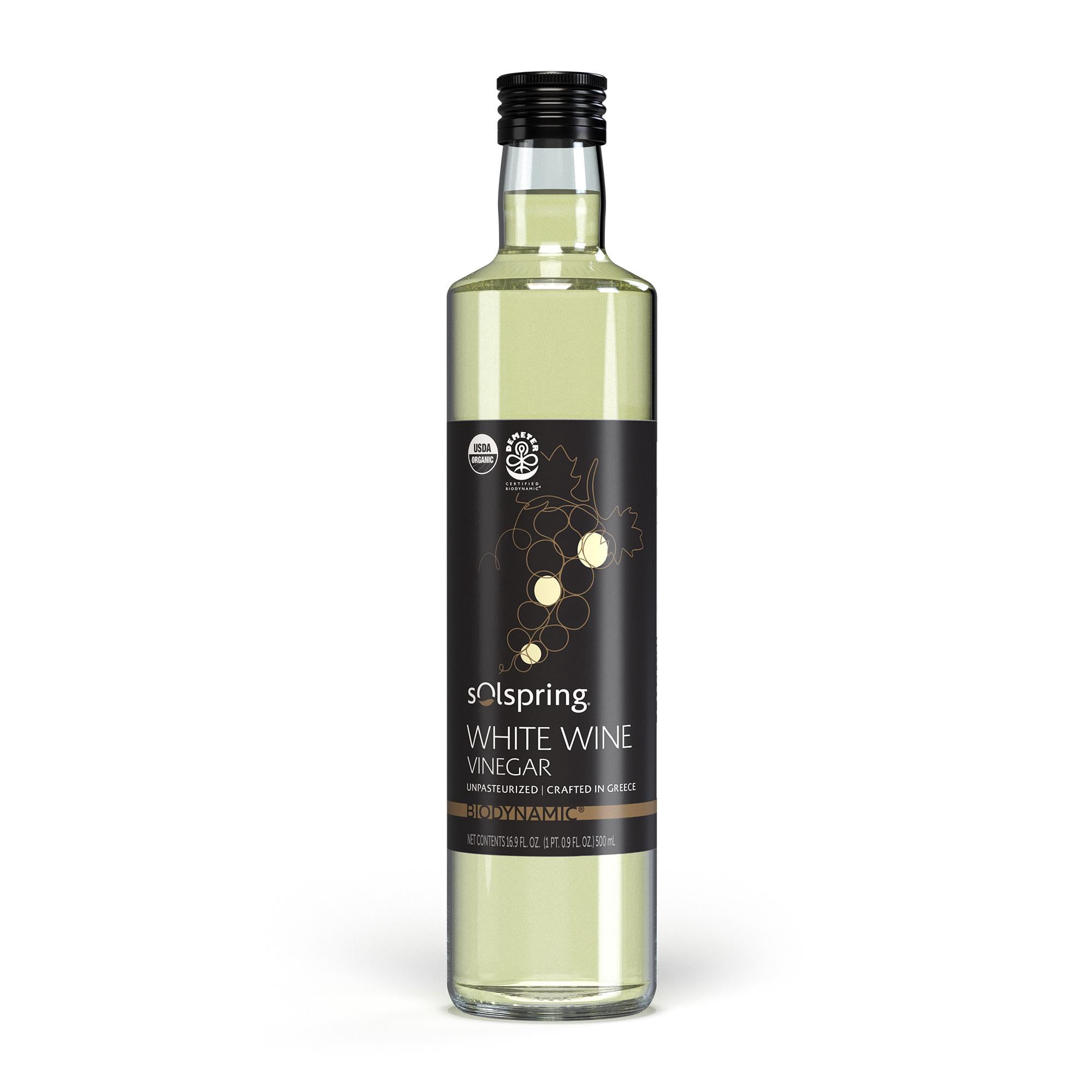 Dr. Mercola Solspring White Wine Vinegar - Biodynamic Organic Vinegar - Crafted from Roditis & Savatiano Grapes - Unfiltered & Glass Bottled - Certified USDA Organic - 16.9 Fl. Oz. (33 Servings)