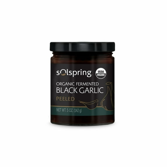 Dr. Mercola Solspring Organic Fermented Black Garlic - Peeled, 1 Jar (5 oz.), Made in USA, USDA Organic, Gluten Free, Soy Free, Vegan