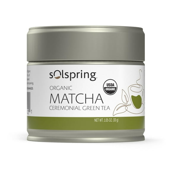 Solspring Organic Matcha Ceremonial Green Tea, 23 Servings (1 Tin), Certified USDA Organic, Non-GMO, Gluten Free, Soy Free, Dr. Mercola